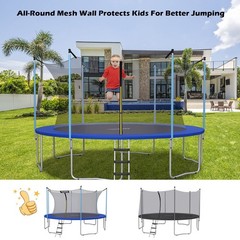 Trampoline Safety Net w/Adjustable Straps, 8 10 12 14 15 16Ft Weather-Resista…