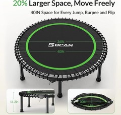 Quiet & Stable 40”/48” Foldable Rebounder Trampoline for Indoor Exercise