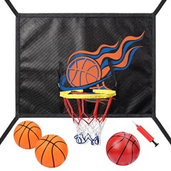 Trampoline Basketball Hoop Set with 3 Balls & Pump – Easy Install Universal Fit