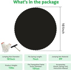 15FT Replacement Trampoline Mat，96 V RING 7″ SPRING