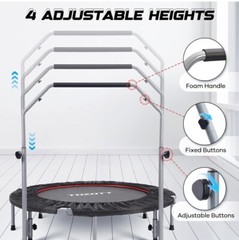48 Inch Folding Mini Trampoline, Silver-1, TT-8014B 550 LBS
