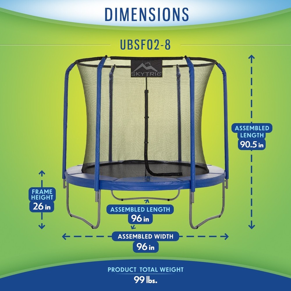 Large Trampoline Set & Top-Ring Enclosure Net for Backyard Outdoor 8 11 13 15 FT