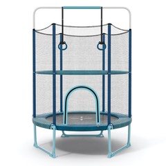 60” Trampoline for Kids w/ Safe Guardrails Foamed Handle No Gap Design Blue
