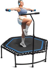 40″ Mini Trampoline Fitness with Reinforced Springs Adjustable Safety Handle