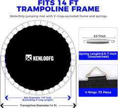 Trampoline Replacement Mat,72/96 V-Rings,Fits 12/14/15Ft Trampoline Frame & 5.5″