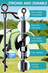 Ground Anchors Screw in 8Pcs, Trampoline Stakes Anchors with Straps Resistant Hi