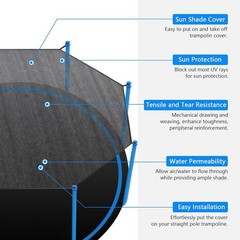 UV Resistant Trampoline Sun Shade Net, Easy Install