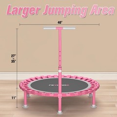 Foldable Mini Trampoline, 40″ Rebounder Trampoline for Adults & Kids, 450lbs …