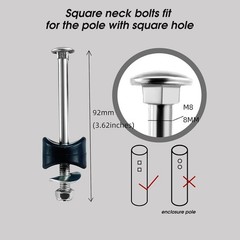 Trampoline Screws Bolts, 12 Pc, M8 x 92 mm, ABS Galvanized Steel, Wrench