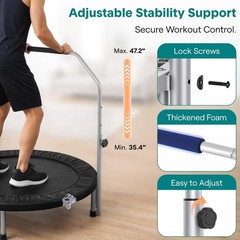 SereneLife 40″ Foldable Mini Trampoline for Adults – Compact Fitness Rebounder w