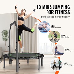 40″ Foldable Mini Fitness Trampoline Adults Exercise Rebounder with Handle