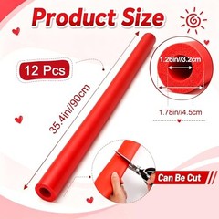 12 Pack Red Trampoline Pole Sleeve Covers 35.4 x 1.26 inches, Upgraded NBR