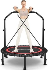 4 Level Adjustable Foam Handle and Resistance Bands,Adult Exercise Trampoline