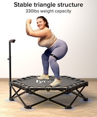 40″ Foldable Trampoline for Adults Exercise Rebounder w/Adjustable Handle Bar