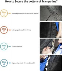 Trampoline Replacement Safety Net for 6 Straight Poles 14 FT Net For 4 Poles