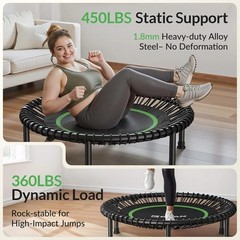Quiet & Stable 40”/48” Foldable Rebounder Trampoline for Indoor Exercise