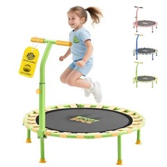 36” Mini Trampoline for Kids 3-6, Foldable & Spring-Free, Yellow & Green