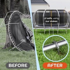 Trampoline Stakes 12 Inch Heavy Duty Ground Anchors U Hook Silver 4 PCS
