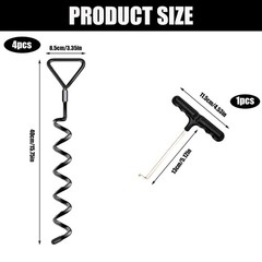 Spiral Ground Anchor Set for Trampoline, Heavy Duty Ground Anchor Ground Anchor, Tent and Sp…