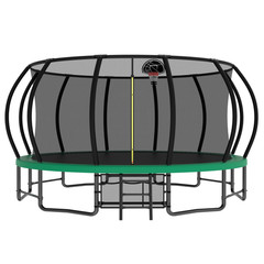 15ft Trampoline with Basketball Hoop, Ladder, Shoe Bag & Anti-Rust Coating