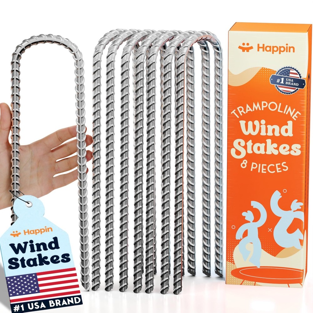 8 Pack Silver Heavy Duty U Shaped Trampoline Stakes Anchors for High Wind