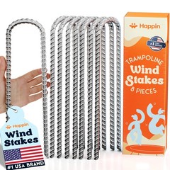 8 Pack Silver Heavy Duty U Shaped Trampoline Stakes Anchors for High Wind