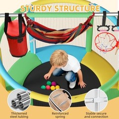 55″ Trampoline for Kids，Indoor&Outdoor Toddler Trampoline | Supports Multicolor