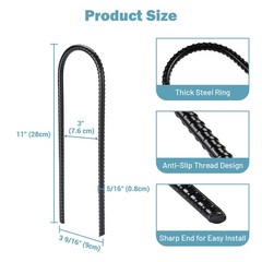 Yescom 8 Pack Trampoline Enclosure Poles w/ Caps & 11″ U Shaped Ground Anchors