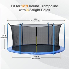 8FT/12FT Trampoline Replacement Net Protection Safety Enclosure Net – Blue