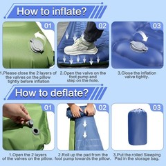 Double Sleeping Pad for Camping, Extra Thick 5 Inch Self-Inflating Full, Blue