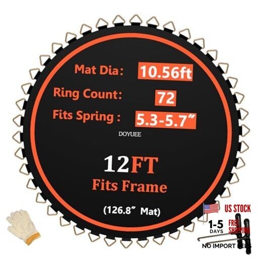 Trampoline Mat，10.56ft/126.8in Diameter Mat with 72 Rings,Fits 12FT Trampoline