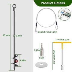 4 Pcs 30″ Ground Anchors Shed Anchors Kit Heavy Duty 12mm Solid Steel, Triple…