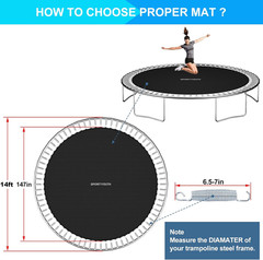 Durable Trampoline Replacement Mat for 12FT-15FT Frames, Water & UV Resistant
