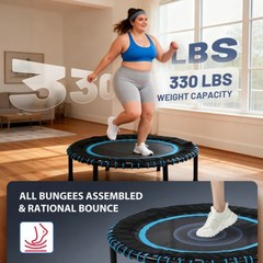 40 inch Adult Fitness Trampoline with Durable Bungees Exercise Rebounder 330 lbs