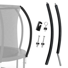 MSSVIGING Universal Trampoline Replacement Curved Net Pole, Black and Silver