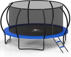 Trampoline Outdoor 10 FT Trampolines W/ Enclosure Net & Ladder，Round