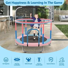 60″ Toddler Trampoline for Kids, 5FT Adjustable Trampoline Indoor Outdoor wit…