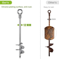 30″ Heavy-Duty Ground Anchors Screw in, 3″ Wide Spiral Earth Anchors for
