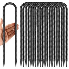 12 Inches Trampoline Wind Stakes 16-Pack, Heavy Duty U Stakes for Ground, Tra…