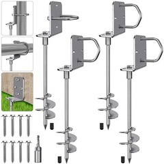18″ Heavy Duty Screw in Ground Anchors Kit, 3″ Spiral Windproof Earth Anchors…