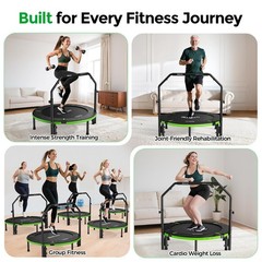 SP3 40″/48″ Foldable Mini Trampoline, Rebounder Trampoline for Adults, U/T Ad…