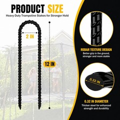 RIY Trampoline Stakes Anchors High Wind Heavy Duty Tent Stakes 12 Inch Ground An