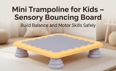 Yellow Mini Trampoline For Kids Sensory Trampoline Bouncing Board With Non LHEV