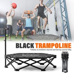 40″ Foldable Fitness Trampoline Adult Exercise 330lbs Capacity Adjustable Handle