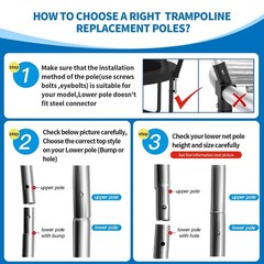 ⚙️ Universal Trampoline Replacement Curved Net Pole Curved Pole Kit for 12-16ft