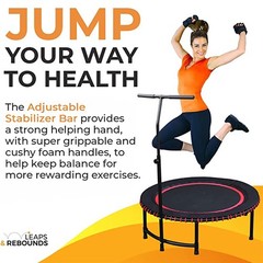 LEAPS & REBOUNDS 40″ Adjustable Stabilizer Bar for Fitness Trampolines, Bar Only