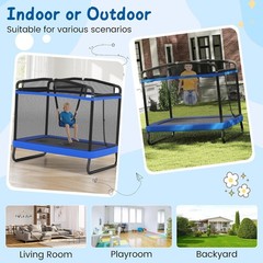 Trampoline Kids 70” Toddler Rebounder W/ Detachable Swing Horizontal Bar