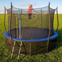 Bounce Pro 14ft Kinertial Trampoline Set with Double-Net Enclosure, Curved Poles