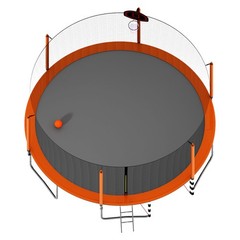 16FT Trampoline w/ Basketball Hoop Pump and Ladder Soccer Goal for Kids Outdoor