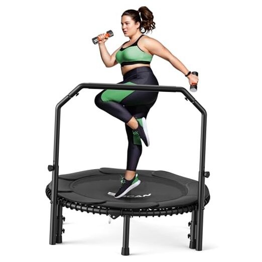 BT2 450/550LBS Mini Rebounder Trampoline for Adults with Bar, 40IN 40IN-BLACK